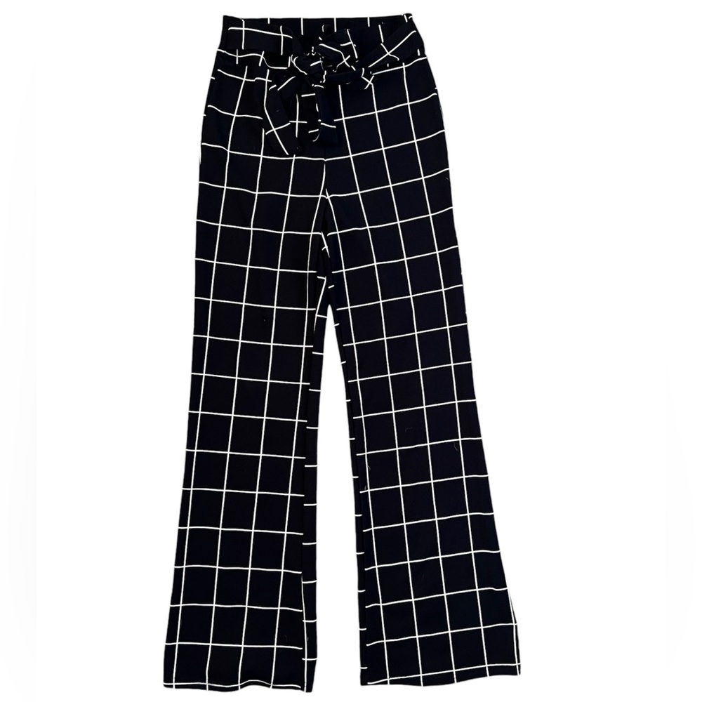 Revamped Premium Collection Checkered Tie Front Pants